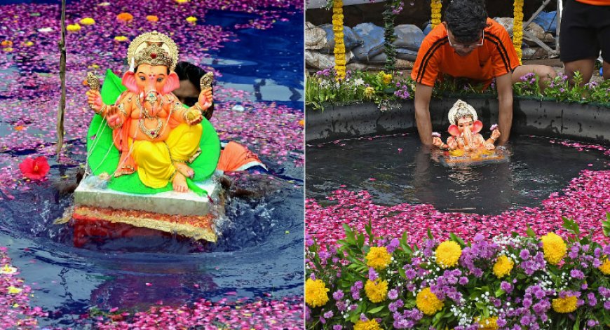 मुंबई में गणपति विसर्जन: 29,965 मूर्तियों का विसर्जन, बीएमसी ने बढ़ाए कृत्रिम तालाब, भक्तों ने दिया पर्यावरण संरक्षण का संदेश