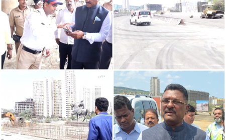 Transport Minister Pratap Sarnaik Inspects Western Express Highway Flyover Work; Target to Open by June 10