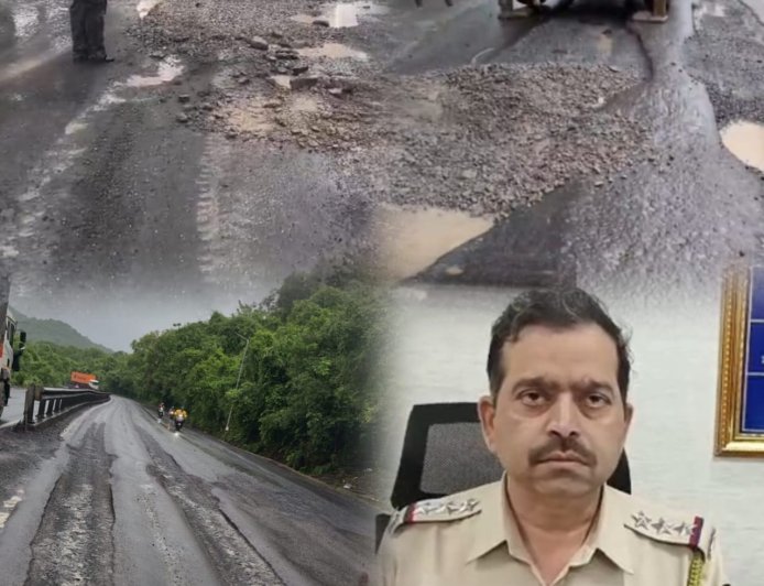 ठाणे-घोड़बंदर रोड पर गड्ढे भरने के लिए ट्रैफिक पुलिस की पहल, हादसों को रोकने के लिए शुरू हुआ अभियान