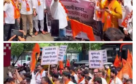 खड्डे भरो आंदोलन' में खुद सड़क पर उतरे शिवसैनिक, गड्ढे भरकर प्रशासन और महापौर के खिलाफ खोला मोर्चा