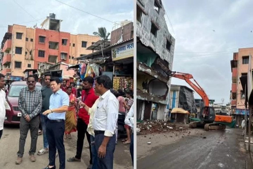उत्तन नाका की खतरनाक 'सागर दर्शन' इमारत पर चला बुलडोजर, MBMC ने शुरू की कार्रवाई