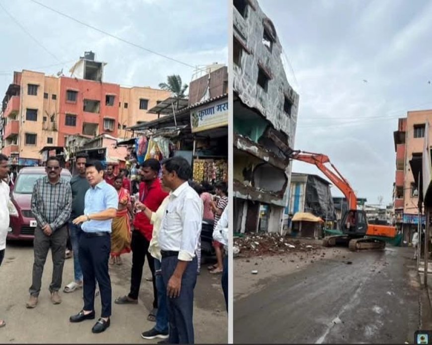 उत्तन नाका की खतरनाक 'सागर दर्शन' इमारत पर चला बुलडोजर, MBMC ने शुरू की कार्रवाई